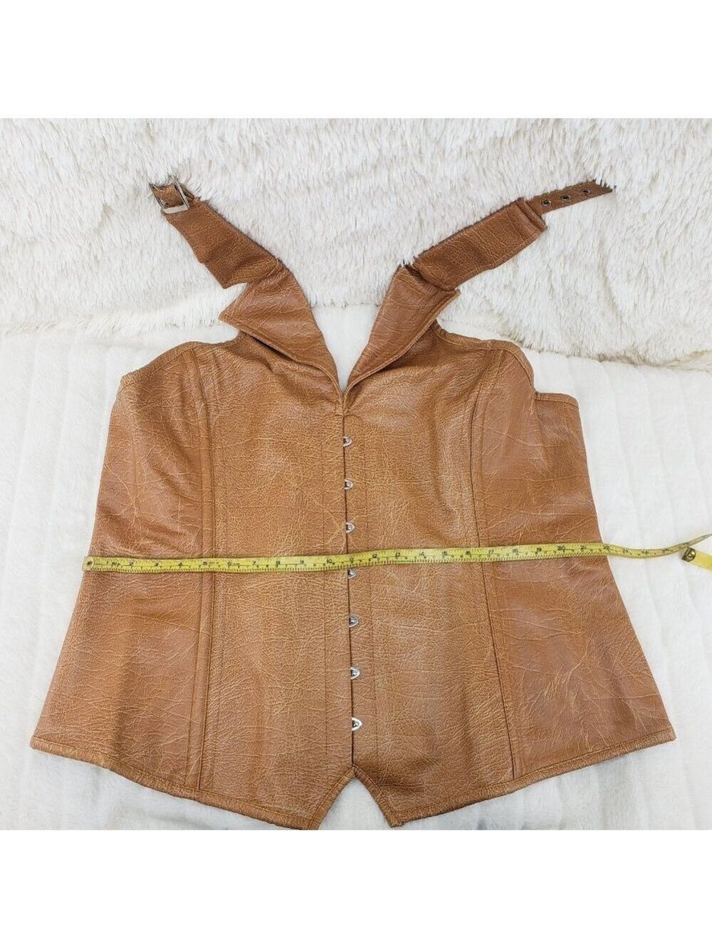 Faux Leather Plus Queen Size Halter Corset Top